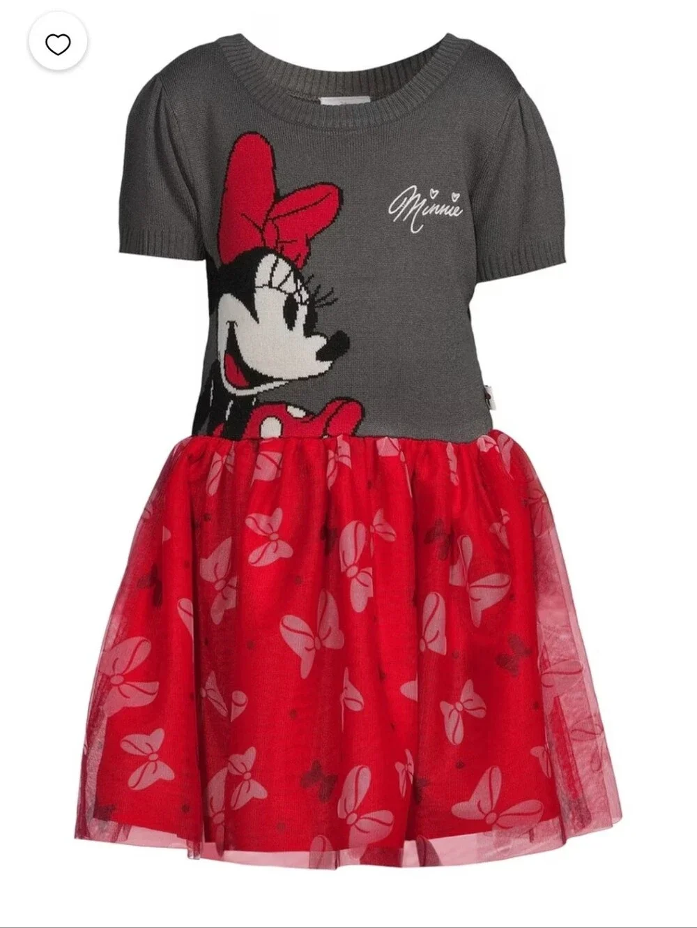 Minnie Mouse Girls Sweater Top Dress with Mesh Skirt.
